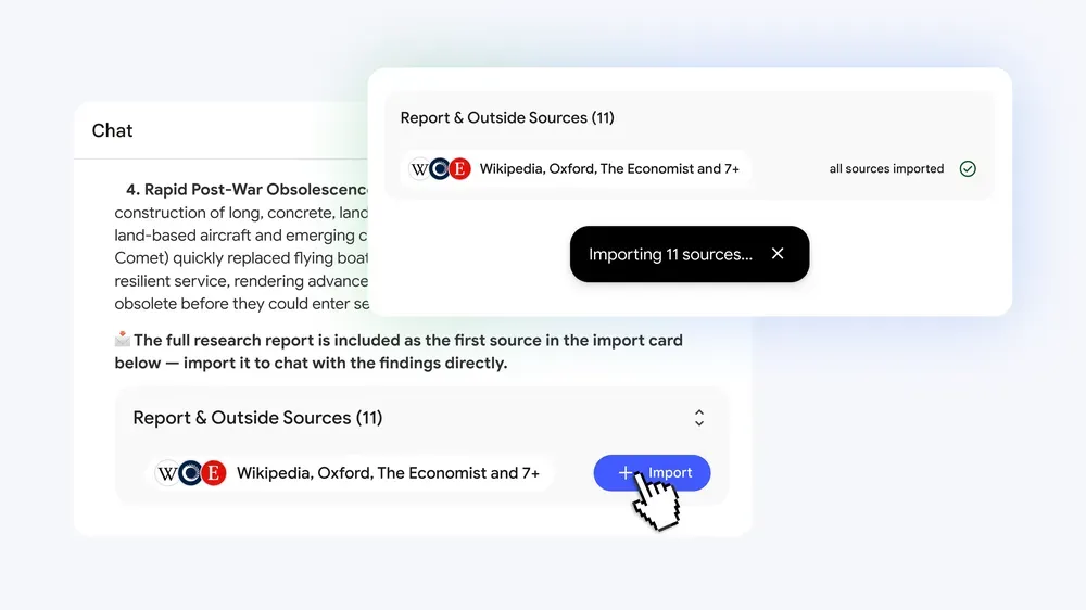 Interface de Gemini Notebook (capture réalisée sous l'ancien nom NotebookLM) : panneau d'ajout de sources (PDF, Google Docs, URL, YouTube…) constituant le référentiel de recherche d'un notebook.
